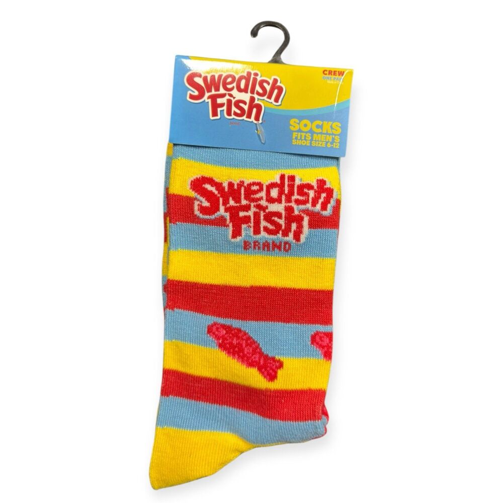 Swedish Fish‎ Candy Men’s Socks Sizes 6-12 Retro Colorful Party Socks Y2K BNWT